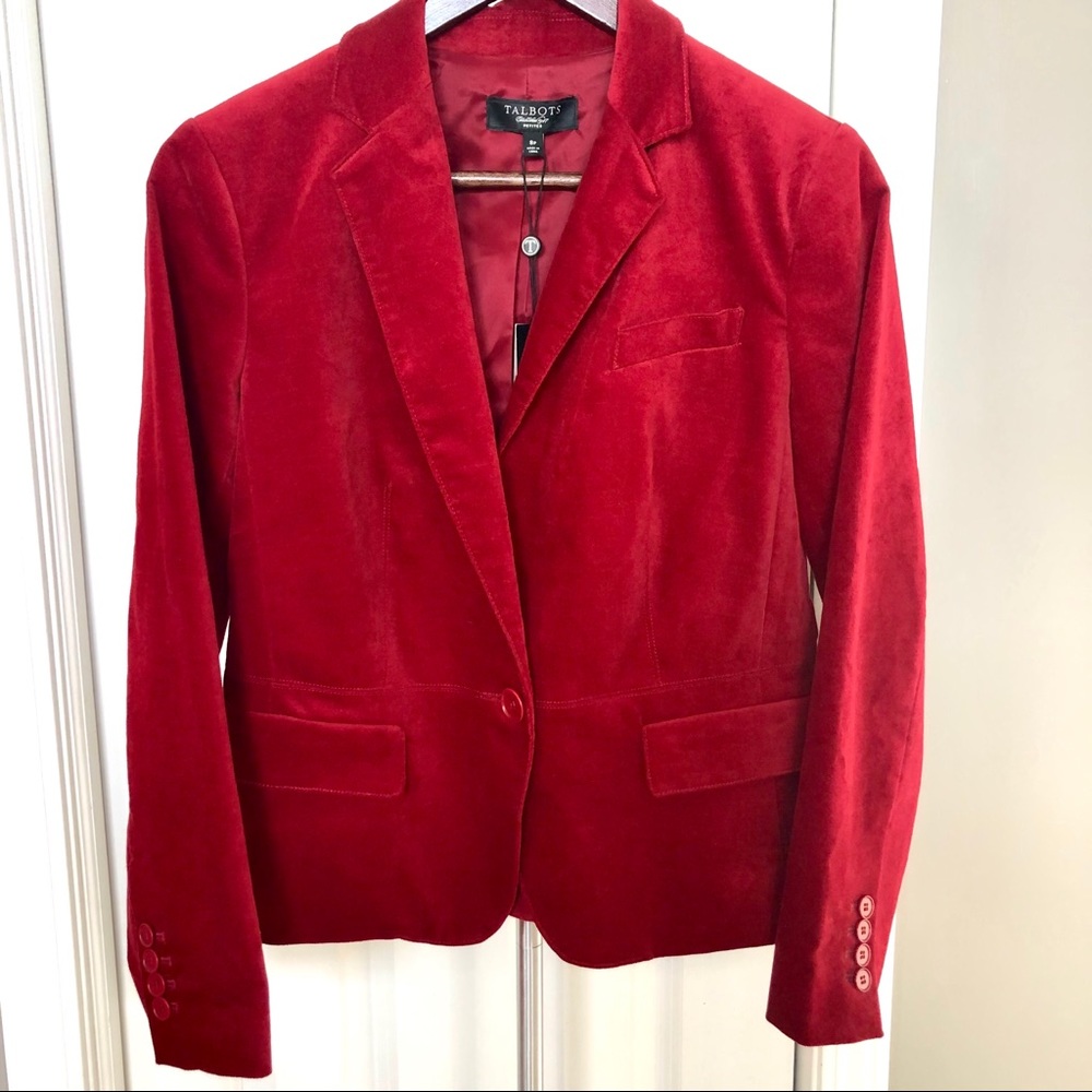 NWT Talbots Red Velvet Fully Lined Holiday Blazer